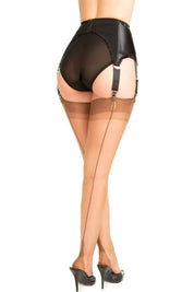 Bronze Cuban Heel Fully Fashioned Nylon Stockings With Black Seam