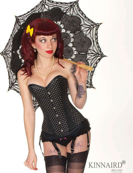 Kinnaird Ireland Dita Corset In Black With White Dots
