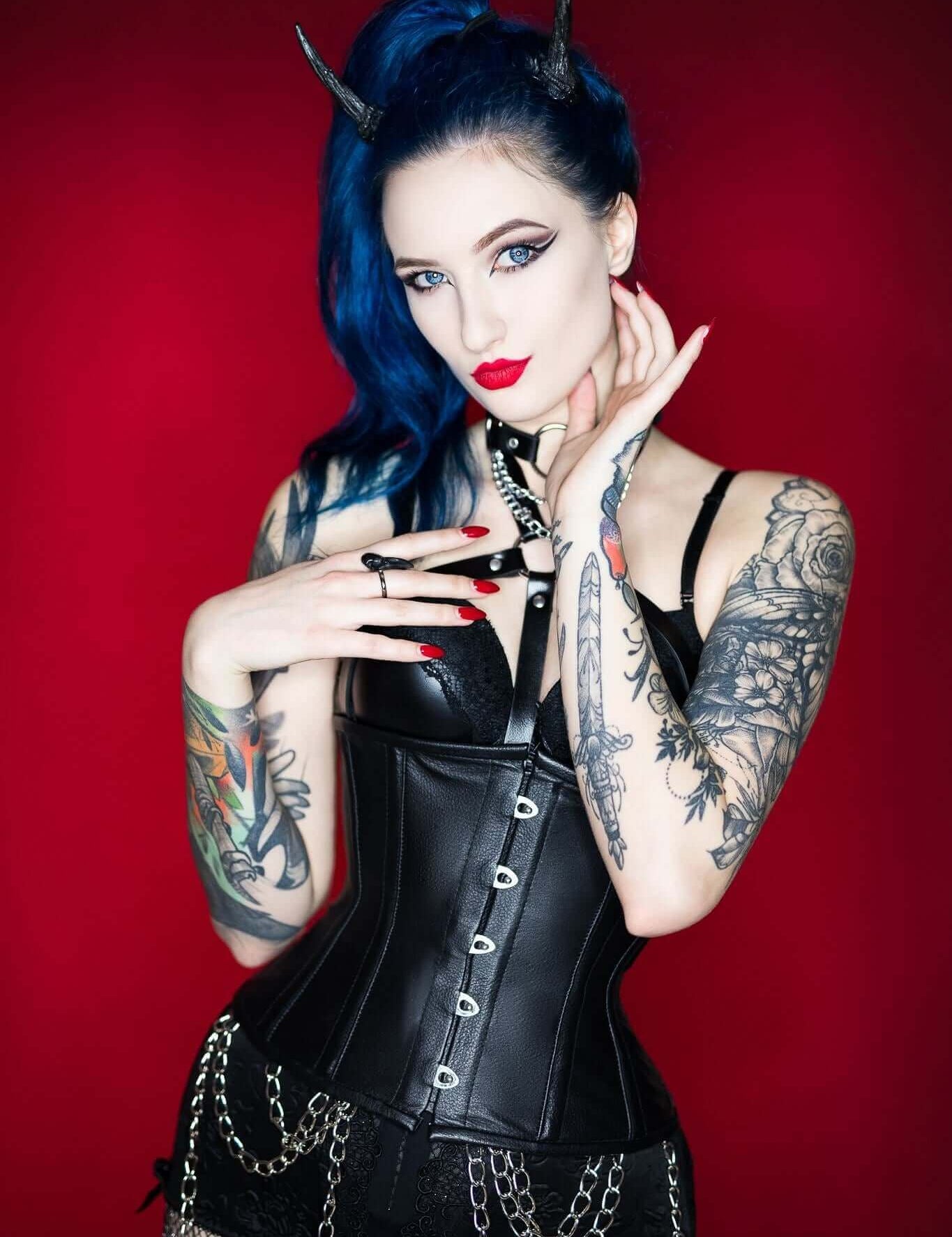 Playgirl Real Cowhide Leather Steel Boned Black Corset