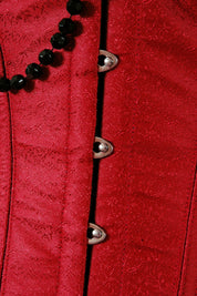 Plus Size Steel Boned Ruby Red Floral Jacquard Corset | Sculpted Hourglass Curves