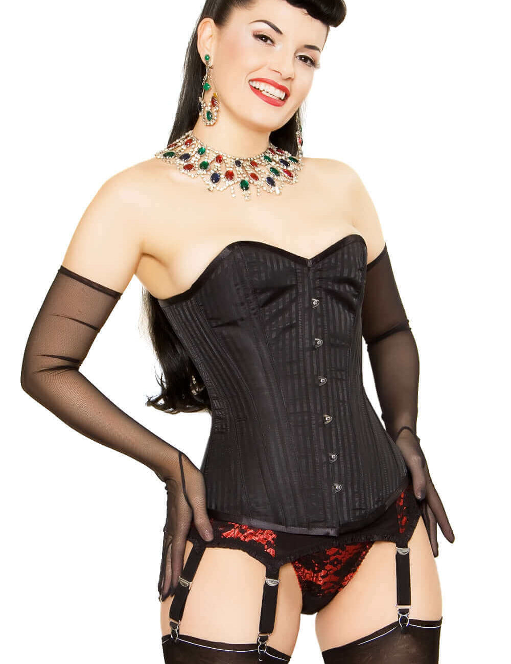 Playgirl Steel Boned Black Shadow Stripe Corset