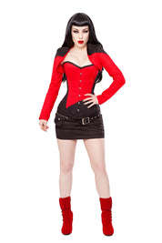 Playgirl Long Overbust Black & Red Steel Boned Corset