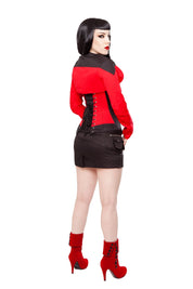Playgirl Long Overbust Black & Red Steel Boned Corset