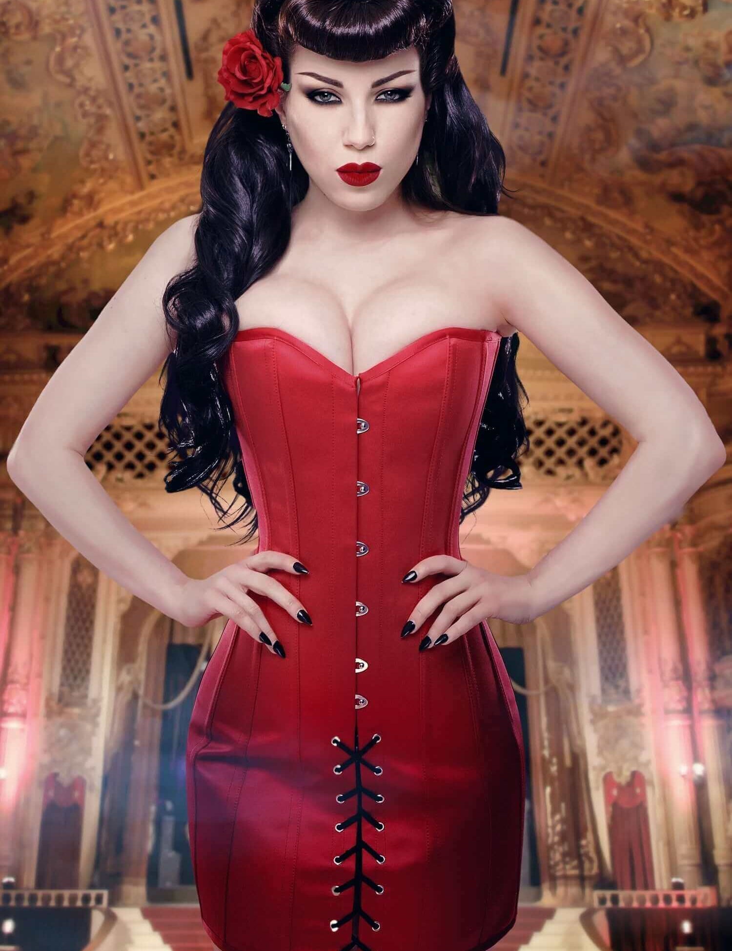 Kinnaird Ireland Rouge Duchess Satin Steel Boned Mini Corset Dress