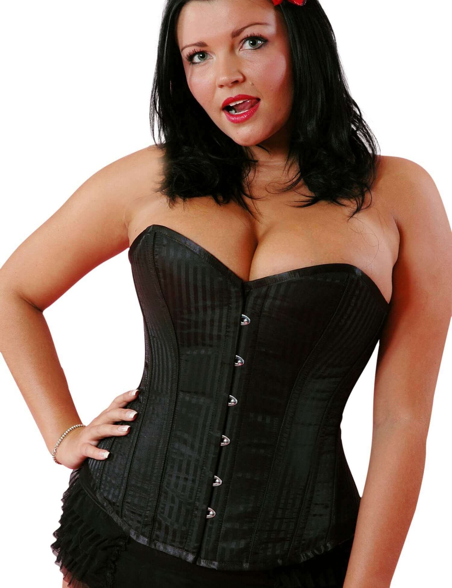 Playgirl Steel Boned Black Shadow Stripe Corset
