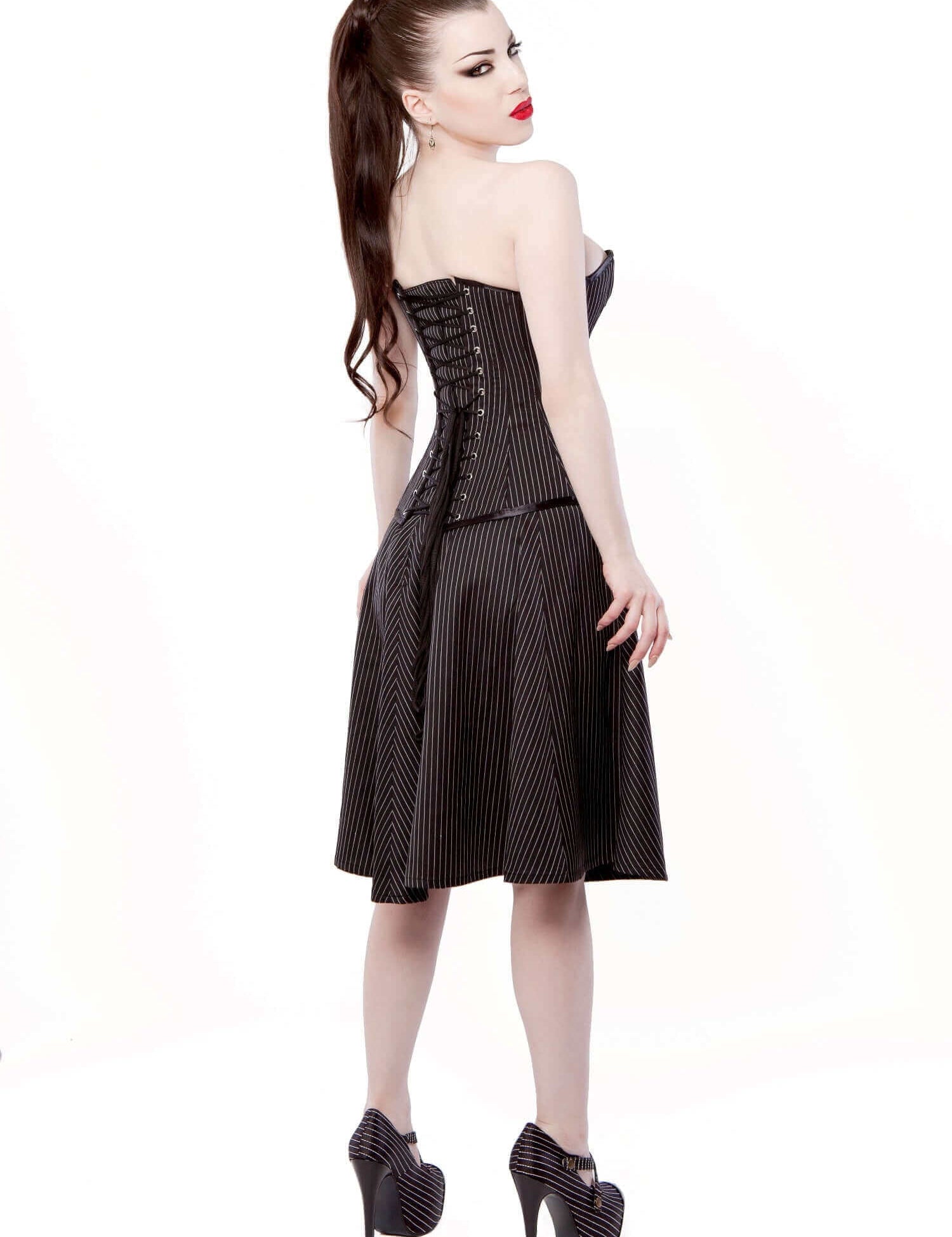Playgirl Black Pinstripe Circle Skirt