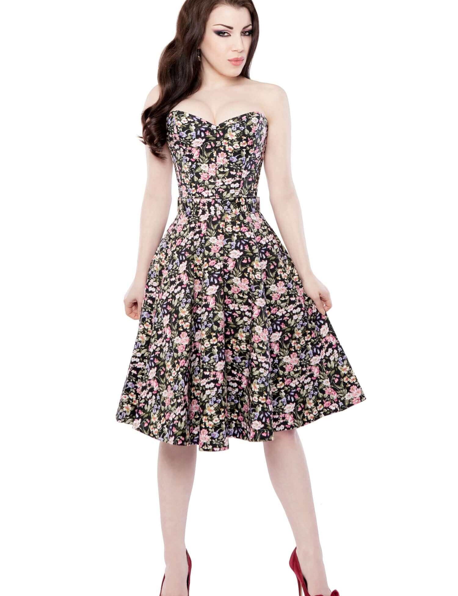 Playgirl Black Floral Circle Skirt