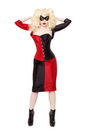 Playgirl Black & Red Tafetta Long Pencil Skirt
