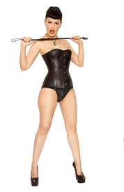 Playgirl Genuine Cowhide Leather Steel Boned Corset In Black
