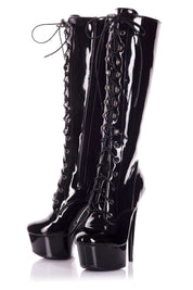 Kinnaird Dita Duchess Satin Black Corset & Patent Boots