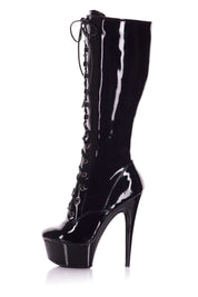Kinnaird Dita Duchess Satin Black Corset & Patent Boots