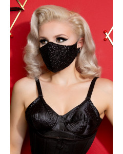 Black Sequin Fitted Face Mask With Filter Pocket